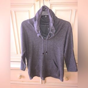Women’s Petite Medium Grey Cowl Neck Top with 3/4 Sleeves!